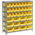 Global Equipment Steel Shelving - Total 36 4"H Plastic Shelf Bins Yellow, 36x12x39-7 Shelves 603433YL